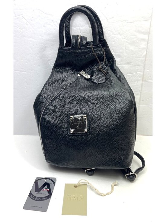 Valentina Black Italian Leather Convertible Backpack Purse Handcrafted In Italy main image 7